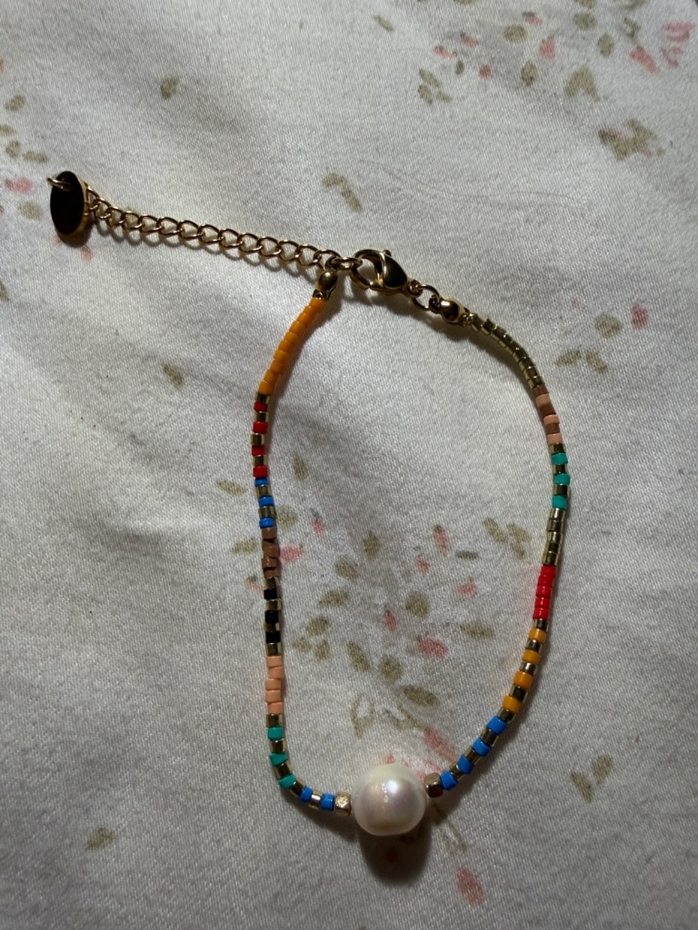 Plunder Gold-Tone Multicolor Beaded Bracelet with Pearl Accent